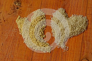 Two hearts made from rice. Rice, love, heart, reis, arroz, riso, riz, Ñ€Ð¸Ñ, liebe, amor, amore, amour, Ð»ÑŽÐ±Ð¾ÌÐ²ÑŒ